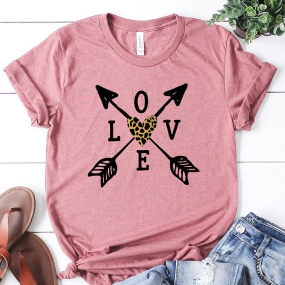 VDAY Leopard Heart Graphic tee - dusty pink - Picture 1 of 1